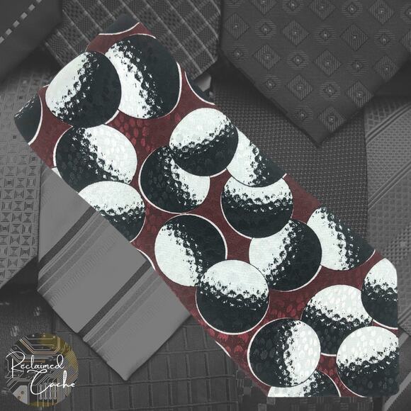 Renaissance Other - Burgundy, Black, and White Golf Ball Tie